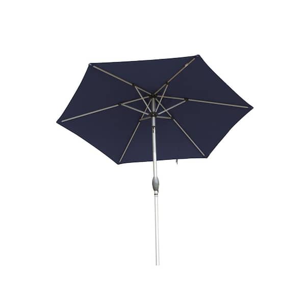 Tidoin 7.5 ft. Metal Market Tilt Patio Umbrella in Navy Blue