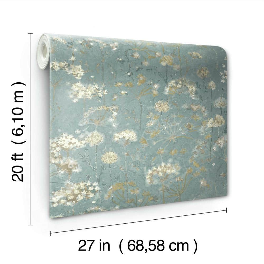 Blue Floral Self-Adhesive Removable Wallpaper Roll