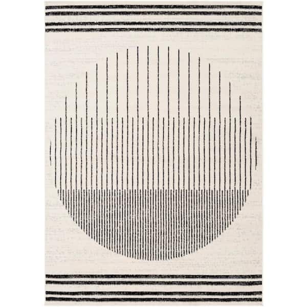 Jimina Black/Ivory 5 ft. x 7 ft. Indoor Area Rug