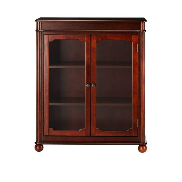 Home Decorators Collection Essex 39 in. H Suffolk Cherry 3-Shelf Bookcase with Glass Doors