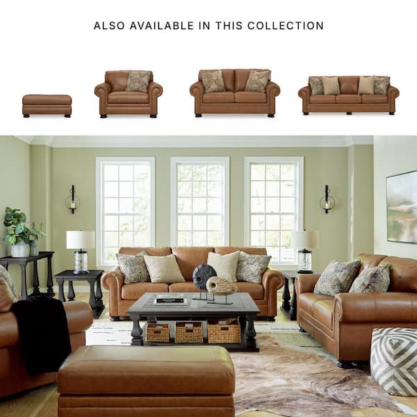 Signature DESIGN BY ASHLEY Carianna Brown Leather Match Rectangle