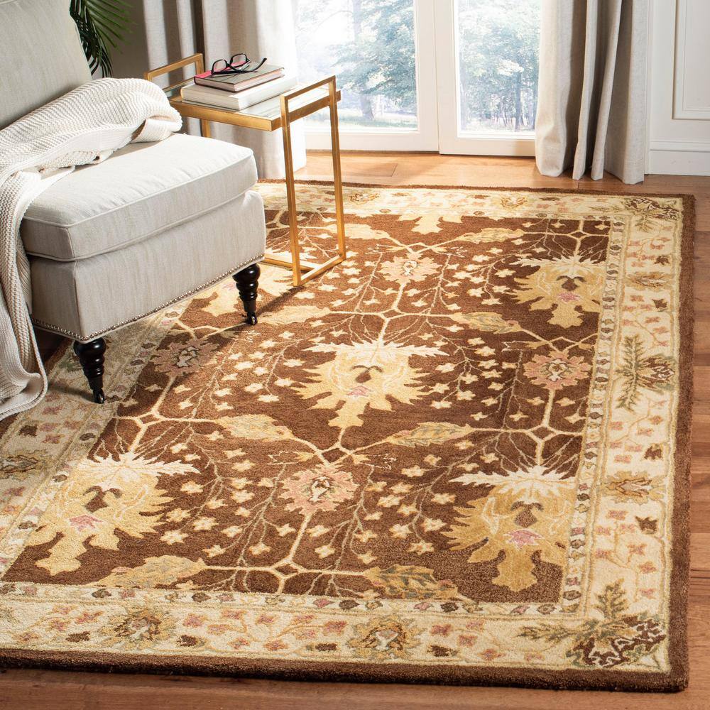 Anatolia Brown and Beige 8' x 10' Hand Tufted Wool Area Rug
