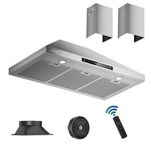 36 in. 763 CFM Convertible Wall Mount Range Hood in Stainless Steel with Hard Mesh Filters and Lights