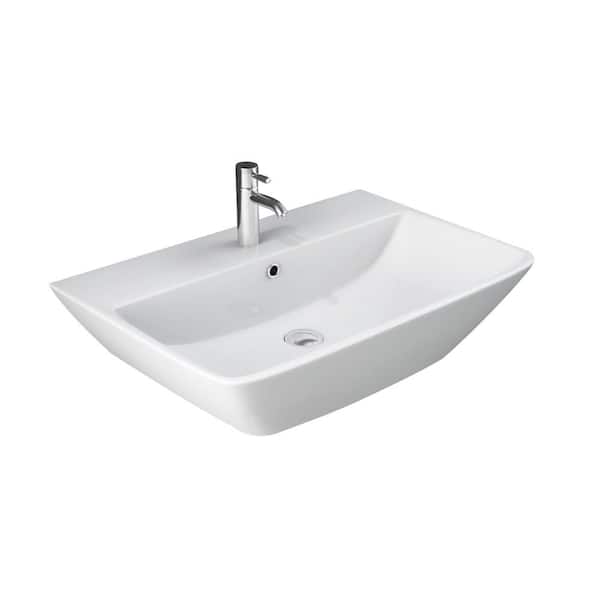 Barclay Products Summit 600 Wall-Mount Sink in White with 1 Faucet Hole