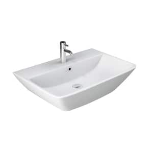 Summit 600 Wall-Mount Sink in White with 4 in. Centerset Faucet Holes