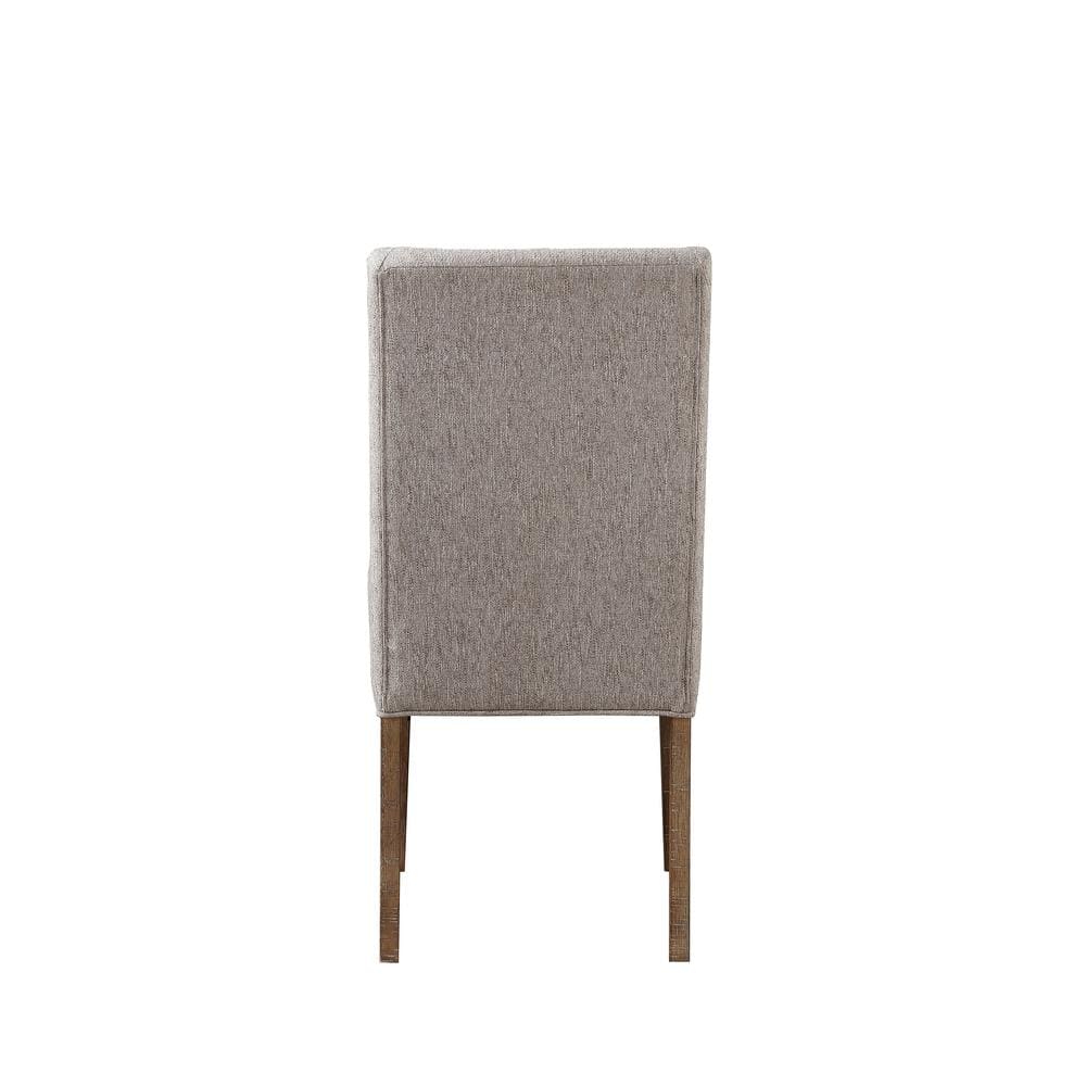 Beige Upholstered Wood Side Chair with Distressed Legs, Set of 2