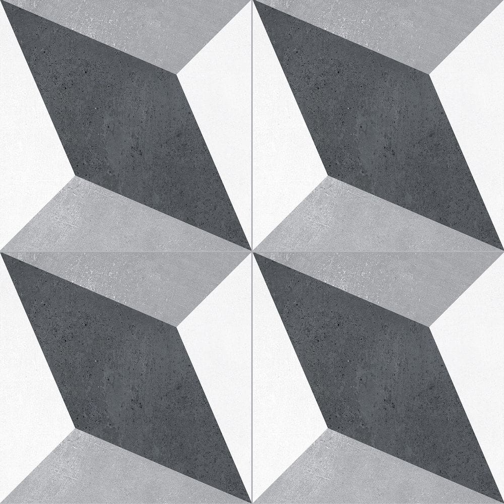 Gray Geometric 8" x 8" Glazed Porcelain Tile
