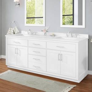 Bailey 72 in. Bath Vanity in White with Engineered Stone Vanity Top in White with White Basin