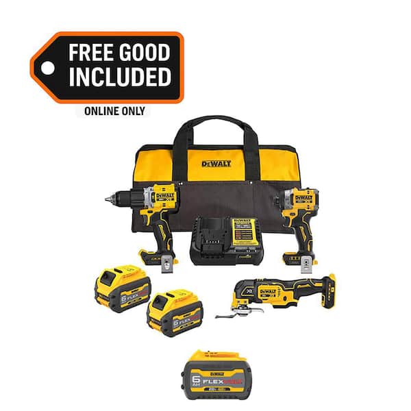 20V MAX Lithium-Ion Cordless 3-Tool Combo Kit with (3) Flexvolt 6.0 Ah Batteries and Charger