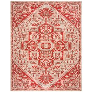 SAFAVIEH Beach House Cream/Aqua 8 ft. x 10 ft. Geometric Indoor/Outdoor ...