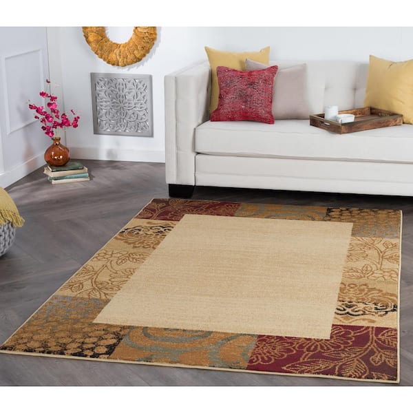 Elegance Floral Beige 5 ft. x 7 ft. Indoor Area Rug