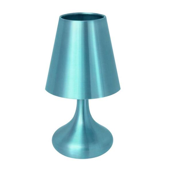 Lumisource 10 in. Blue Touch Indoor Table Lamp with Metal Shade
