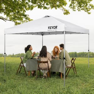 10 ft. x 10 ft. White Pop Up Canopy Tent 250D PU Silver Coated Tarp Waterproof and Sun Shelter Gazebo for Outdoor Events
