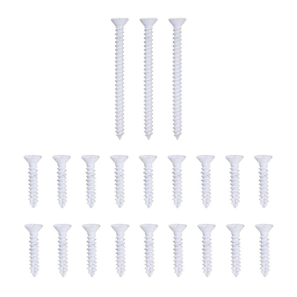 #9 x 1 in. and #9 x 2-1/4 in. Phillips Flat-Head White Door Hinge Wood Scr