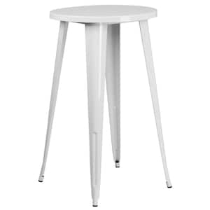 White Round Metal Outdoor Bistro Table