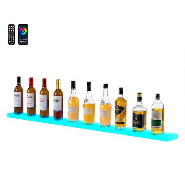 1.3 in. H x 4.5 in. W LED Lighted Liquor-Bottle Display, 15 Bottle Storage Capacity, Multi-Colored Home Bar Shelf