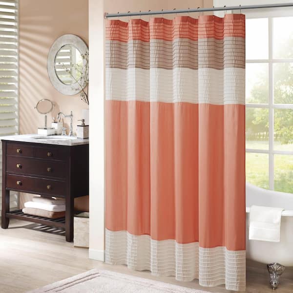Madison Park Amherst Coral 72 in. Faux Silk Shower Curtain