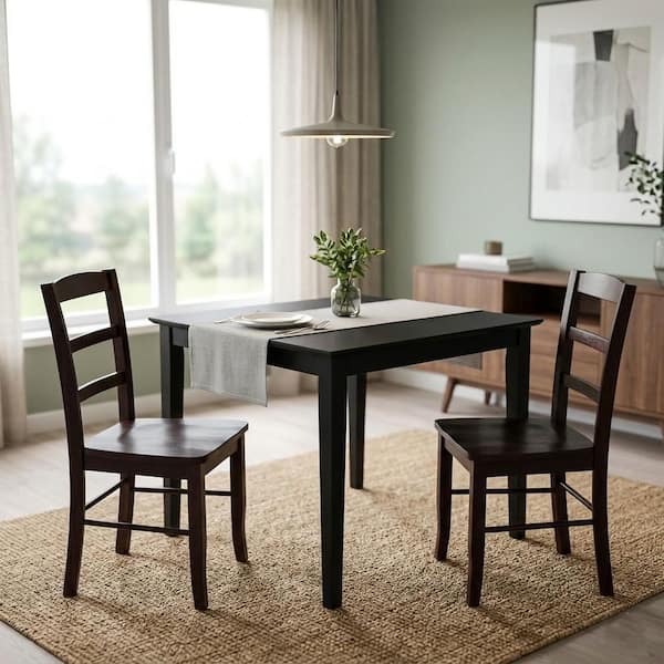 Black Solid Wood Dining Table