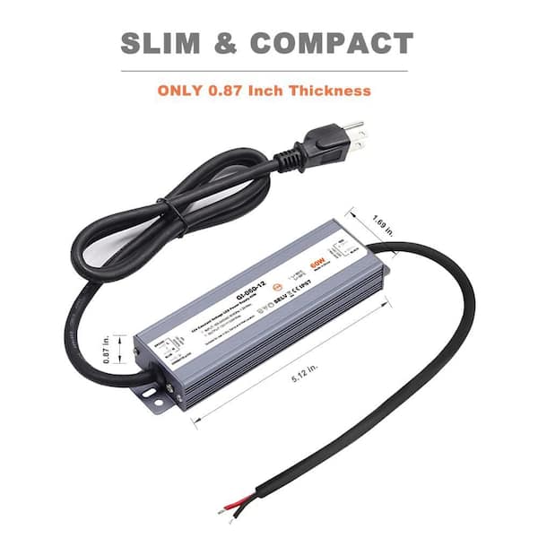 60W Waterproof Voltage LED Driver Power Supply Transformer 100