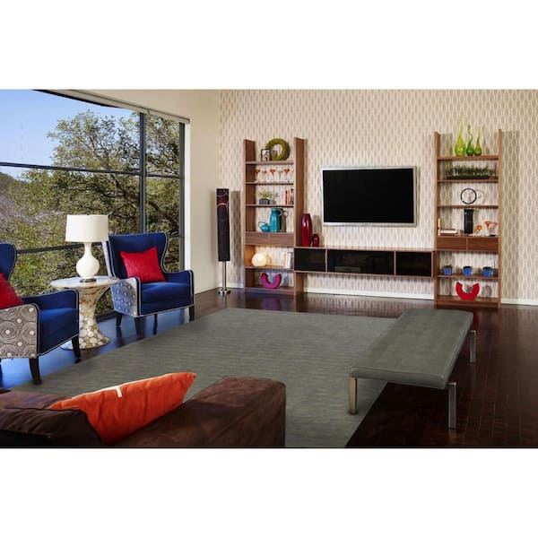 8 ft. x 11 ft. Gray, Ivory Solid Color Area Rug