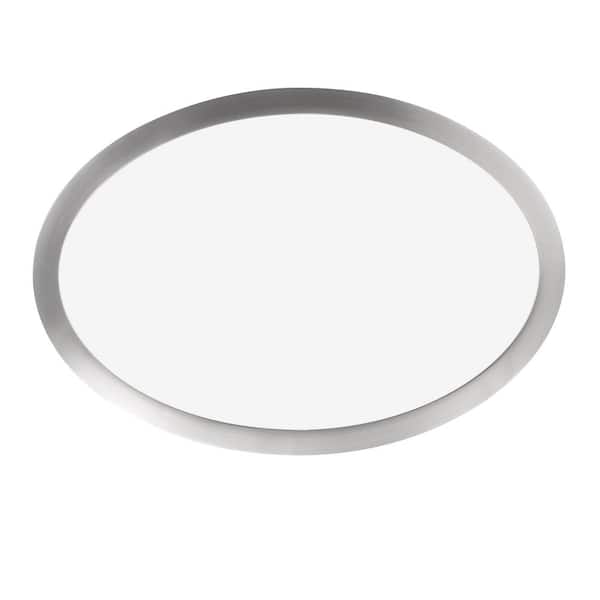 Commercial Electric Flexinstall Oval 16 in. Brushed Nickel Indoor Integrated LED Recessed Ceiling Light with 5CCT Plus DuoBright