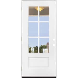 32 in. x 80 in. Legacy Series 6 Lite 3/4 Lite Clear Glass Right Hand Outswing White Primed Fiberglass Prehung Front Door