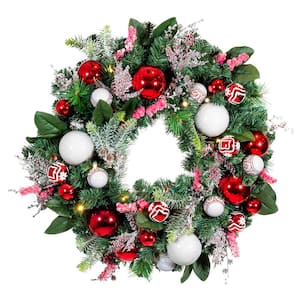 30 in. Artificial Pre-Lit LED Nordic Wreath
