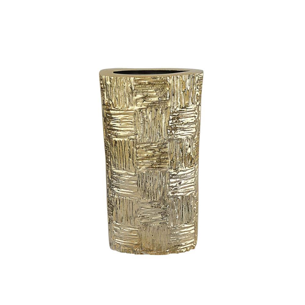 6 in. L x 2-1/4 in. W x 9-1/2 in. H, Gold Aluminum Solid Vase, Centerpiece 