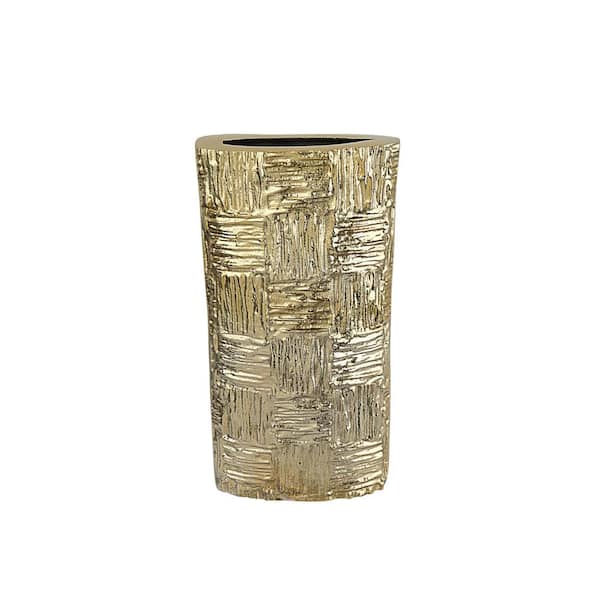 Unbranded 6 in. L x 2-1/4 in. W x 9-1/2 in. H, Gold Aluminum Solid Vase, Centerpiece Home Decor, Decorative Vase.