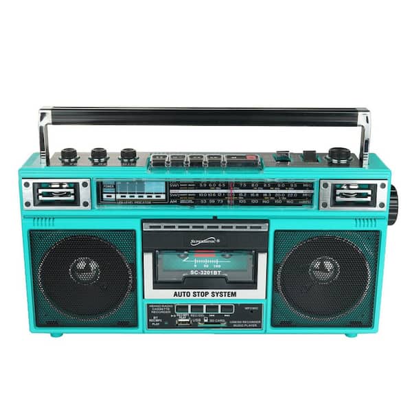 4 Band Radio Speaker and Cassette Player With Bluetooth in Teal