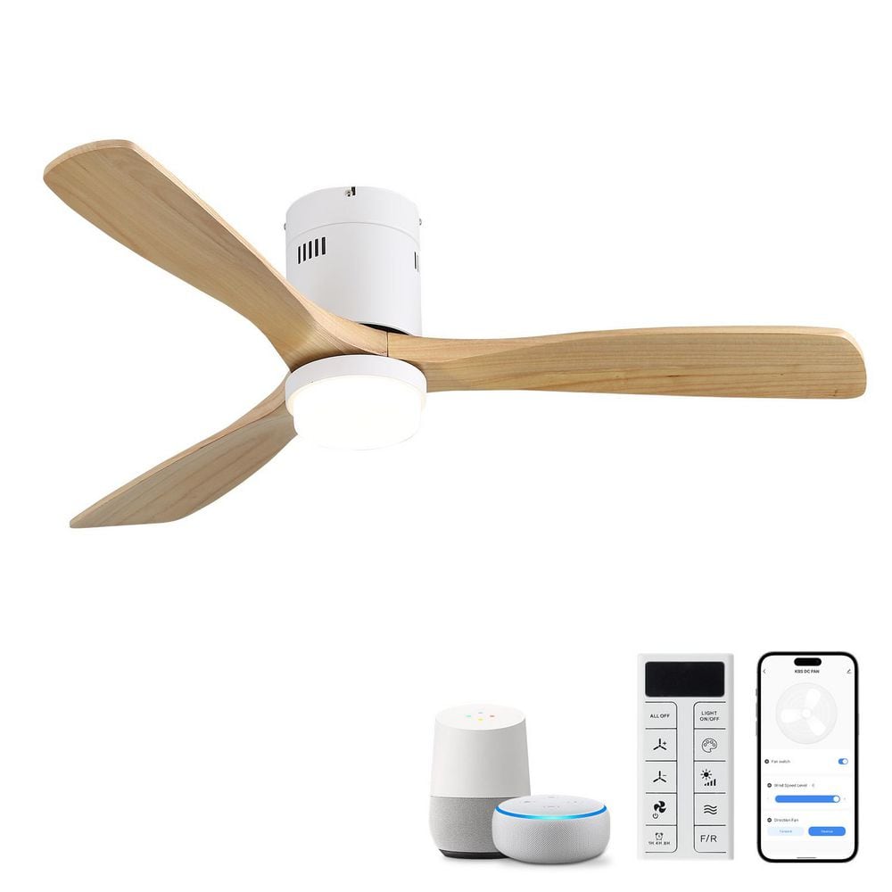 52 Inch Decorative Smart Ceiling Fan With 6 Speed Remote White 3 Solid Wood Blades Reversible DC Motor For Living Room price history on PriceWatchPro