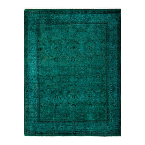 Fine Vibrance Green 8 ft. x 10 ft. Solid Wool Indoor Area Rug
