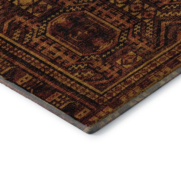 Mayfield Premium Machine Washable Abstract AMF1920 Paprika 3 ft. x 5 ft. Area Rug