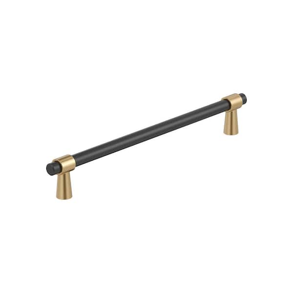 Mergence 7-9/16 in. (192 mm) Center-to-Center Matte Black/Champagne Bronze Bar Cabinet Pull