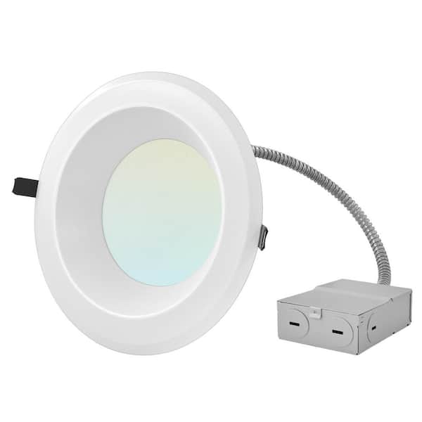 LUXRITE 8 in. Canless Light With J-Box CCT 3000K 3500K 4000K 5000K Dimmable Remodel Integrated LED Recessed Light Kit 1-Pack