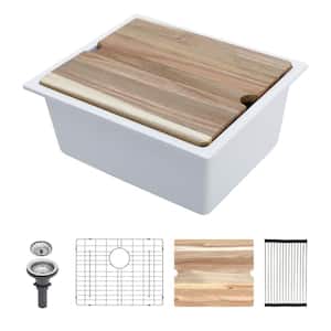 21 in. Undermount Single White Quartz Granite Composite Kitchen Sink