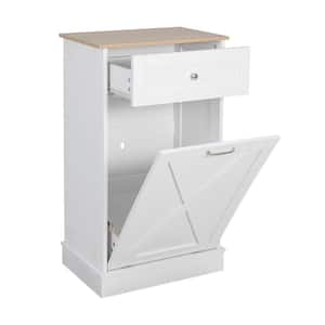 20.5 in. W x 11.8 in. D x 35.4 in. H in White MDF Assemble Kitchen Cabinet with Drawer Recycling Trash Cabinet