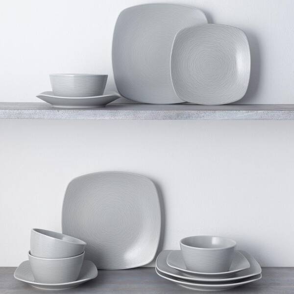 Downtown 4-Piece Light Grey Dinnerware Set with Soup Bowl + Reviews