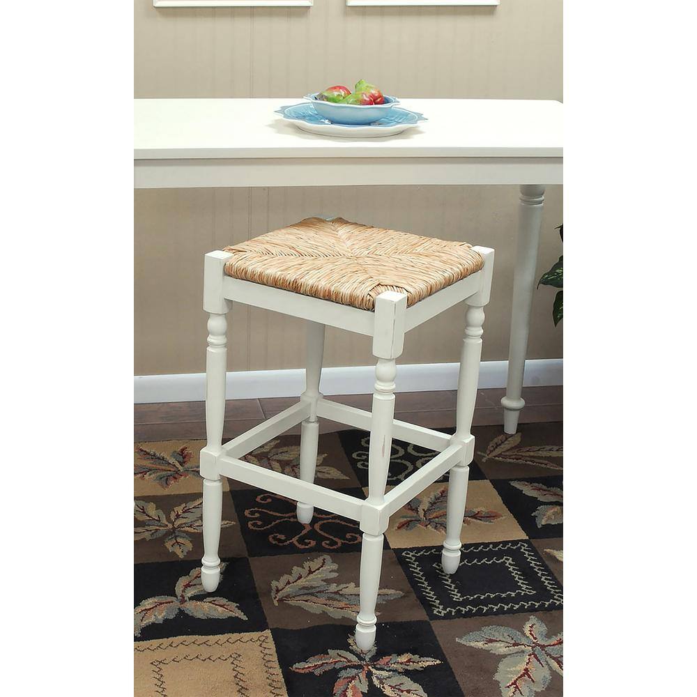Covington Classic White Wood 29" Rustic Farmhouse Bar Stool