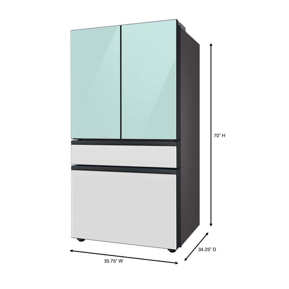 Morning Blue Glass 29 cu. ft. Smart French Door Refrigerator with Ice Maker