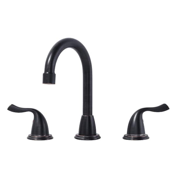 ALEASHA 8 in. Widespread Double Handle Bathroom Sink Faucet in Oil Rubbed Bronze