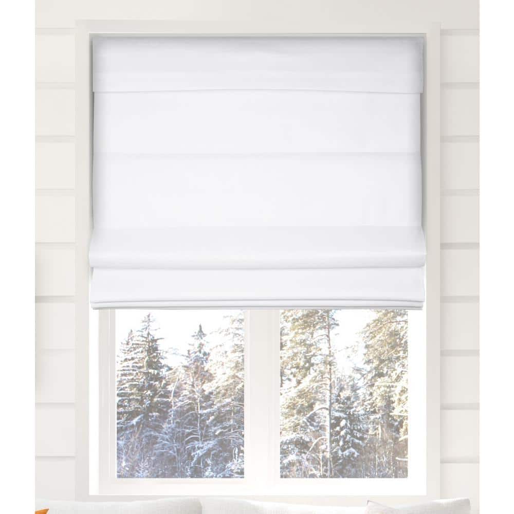 Pure White Cordless Fabric Blackout Roman Shade 29.5"W x 60"H