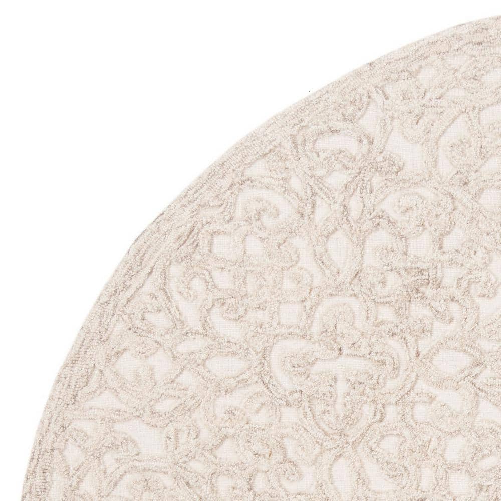 Camel and Ivory 6' Round Hand-Tufted Wool Area Rug