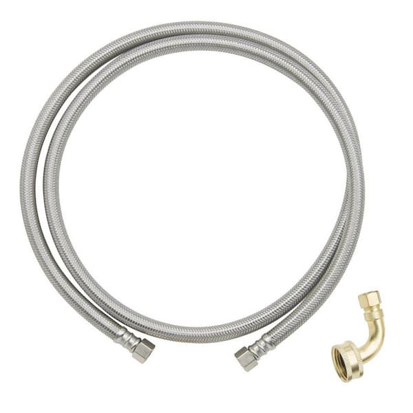 Plumbshop 3/8 in. Comp. x 3/8 in. Comp. x 60 in. Braided Stainless Steel Dishwasher Supply Line with 3/4 in. Garden Hose Elbow