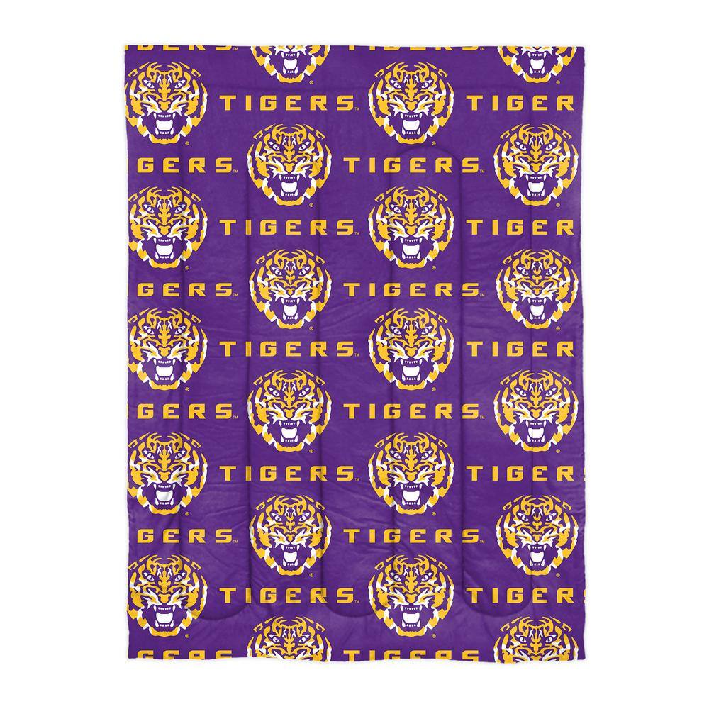 4-Piece Multi Colored LSU Tigers Twin Size Bed In a Bag Set