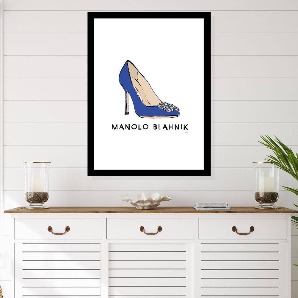 Blue and Beige Abstract Pump Heel 14x18 Framed Print
