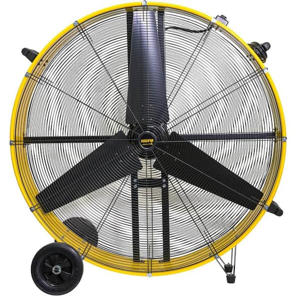 42" Industrial Drum Fan, Heavy Duty Metal Floor Fan In Black for Commercial, Factory, Warehouse, Garage, Barn.