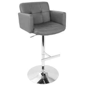 Stout Chrome and Grey Faux Leather Adjustable Height Bar Stool
