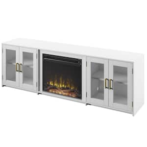 80 in. Freestanding Wooden Electric Fireplace TV Stand in White