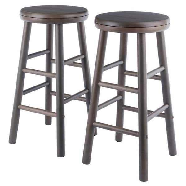 WINSOME WOOD Shelby 24 in. Oyster Gray Backless Swivel Seat Counter Stool (Set of 2)